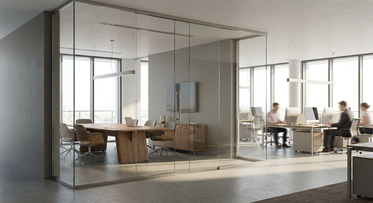 Glastür für Trennwände im Büro