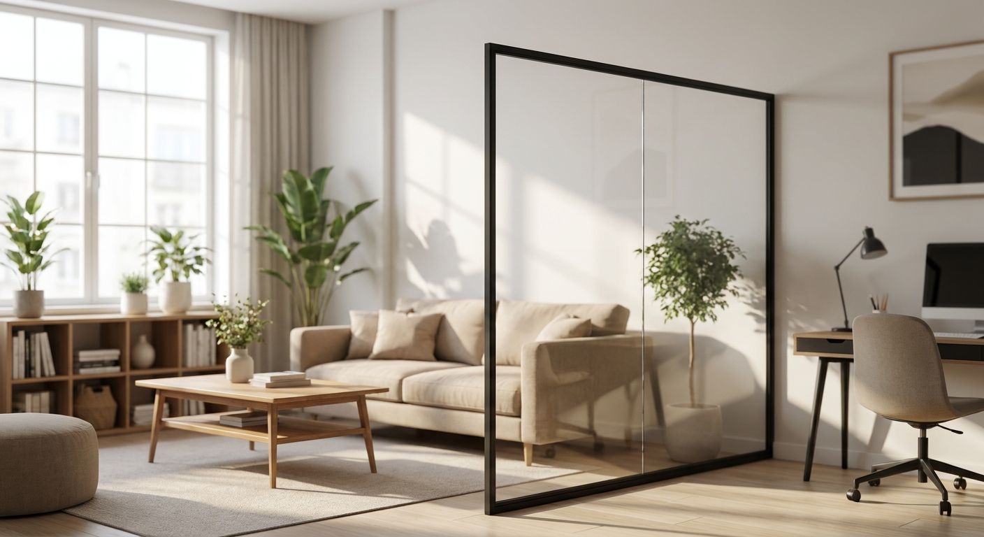 Raumteiler aus Glas für das Wohnzimmer