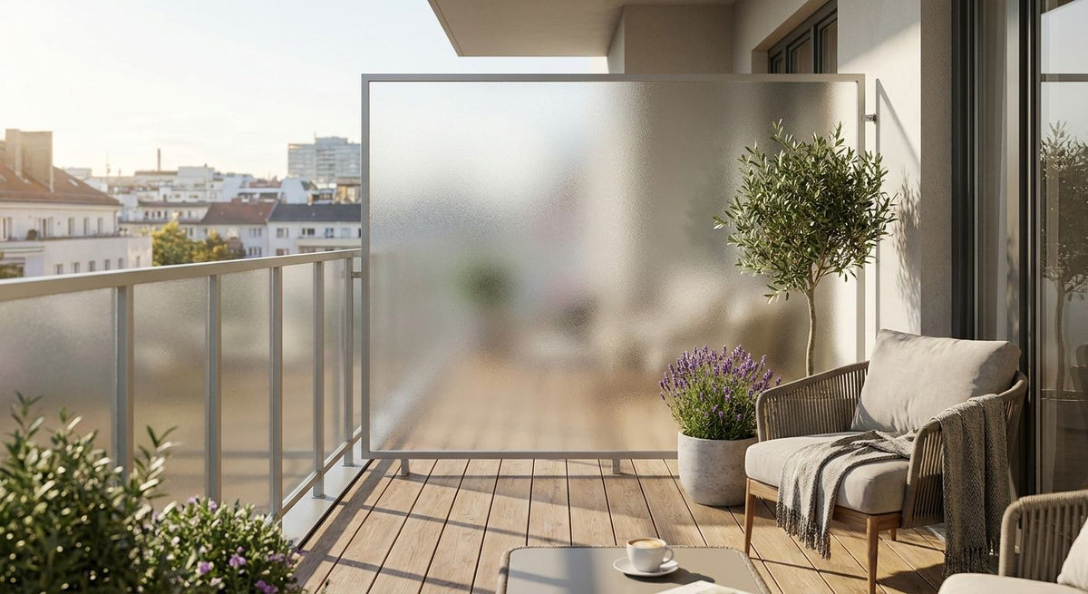 Sichtschutz aus Glas für den Balkon