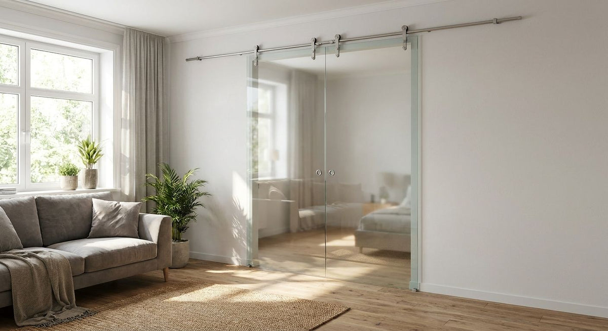 Schiebetür aus Glas für Zimmer ohne Mauerdurchbruch