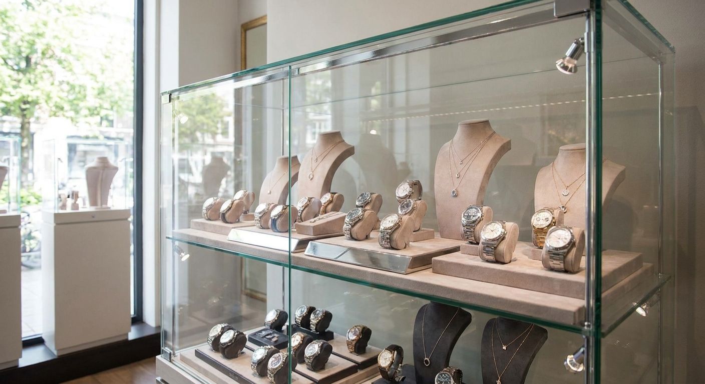 Glasvitrine für Uhren- und Schmuckgeschäfte