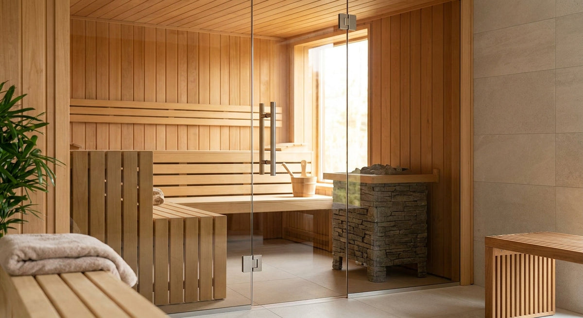 Glaswand für die Sauna nach Maß