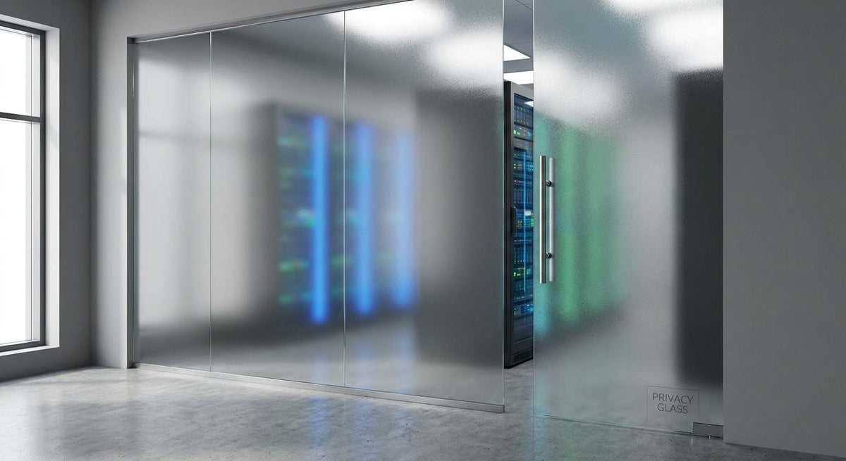 Glastür für Serverräume als Sichtschutz