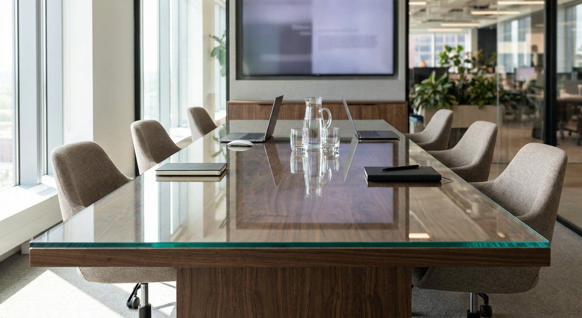 Glasplatte für Konferenztische im Büro