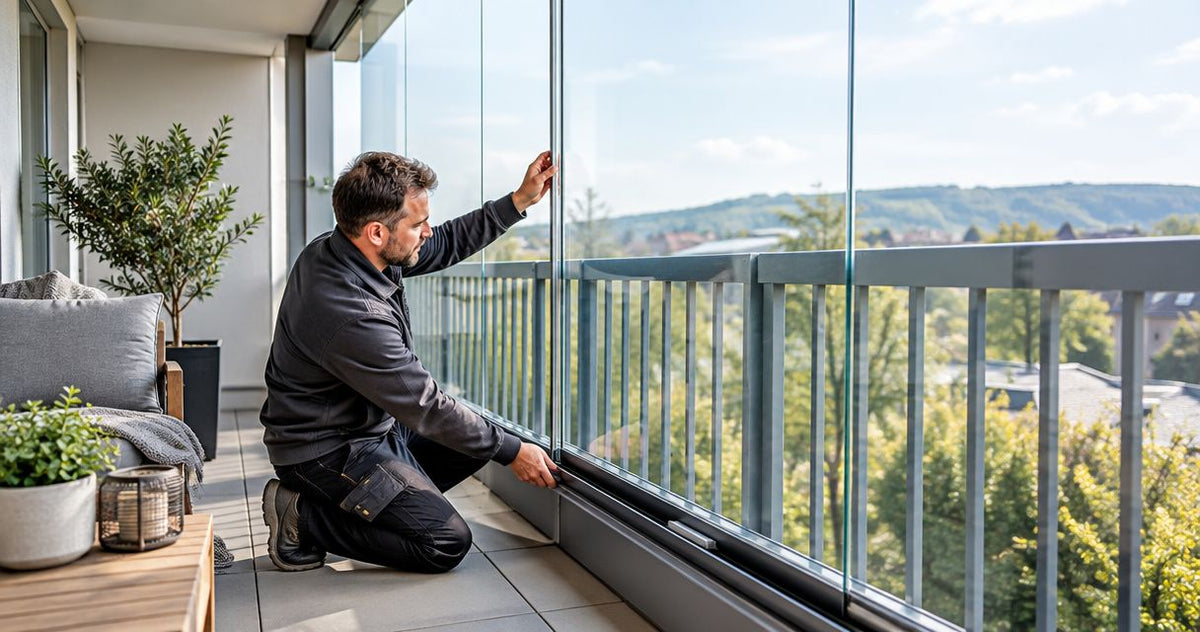 Balkonverglasung an vorhandenes Geländer anschließen