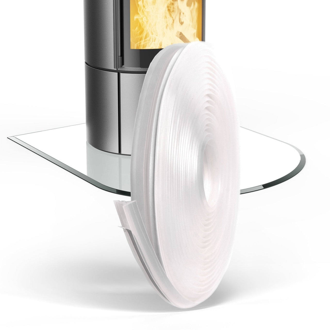 Silikon - Dichtlippe Schmutzlippe für Glasplatte, Kaminplatte, Ofenplatte, Bodenplatte - 4 - fach MAX - Dichtlippe