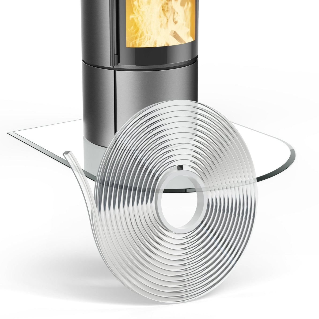 Silikon - Dichtlippe Schmutzlippe für Glasplatte, Kaminplatte, Ofenplatte, Bodenplatte - einseitig klebend FLEX - Dichtlippe