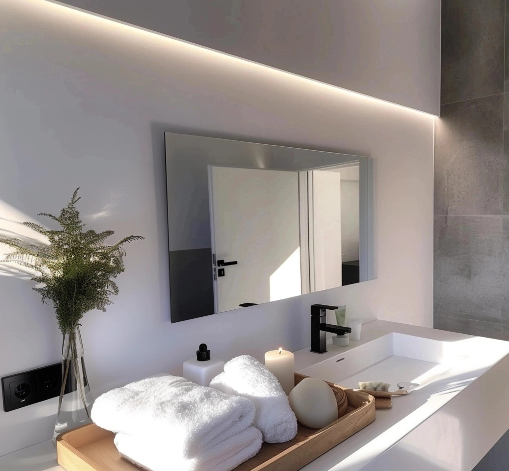 Spiegel ohne Rahmen, Badspiegel & Wohnzimmerspiegel inkl. Befestigungsset, mit polierten Kanten, Eckig - Spiegel ohne Rahmen