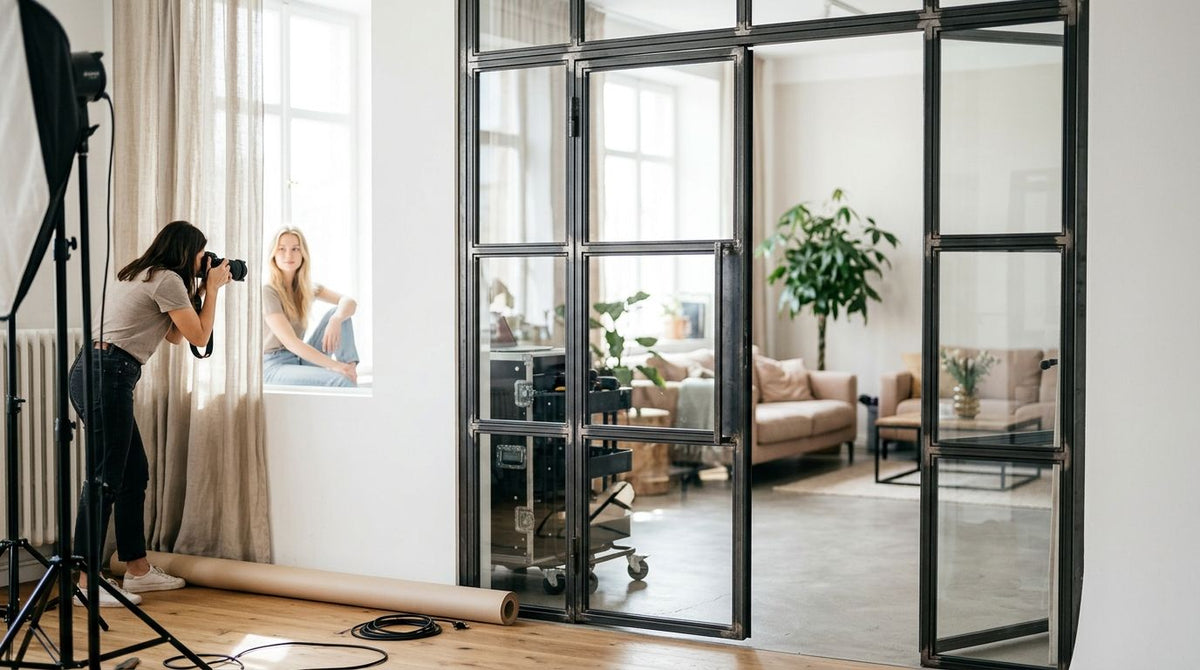 Glastür für Fotostudios als Lichtdurchlass