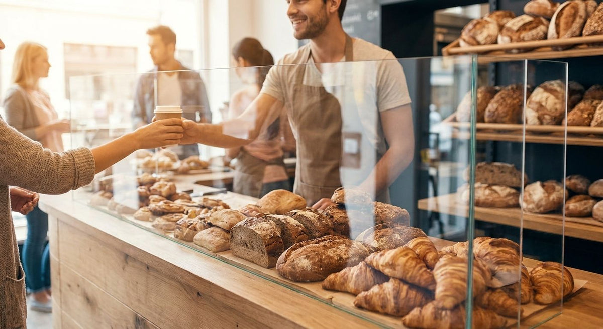 Glasscheibe für Tresenbereiche in Bäckereien