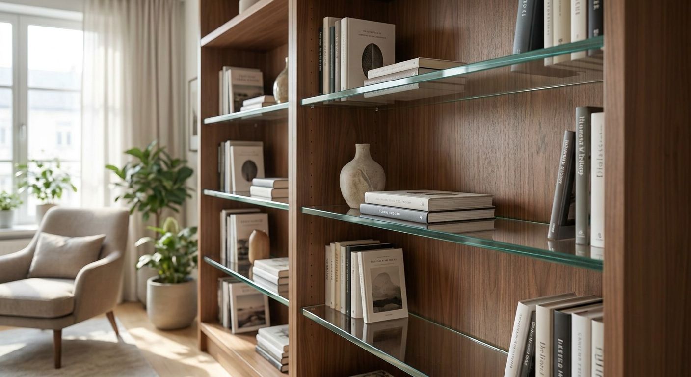 Glaseinlegeböden für Bücherregale nach Maß