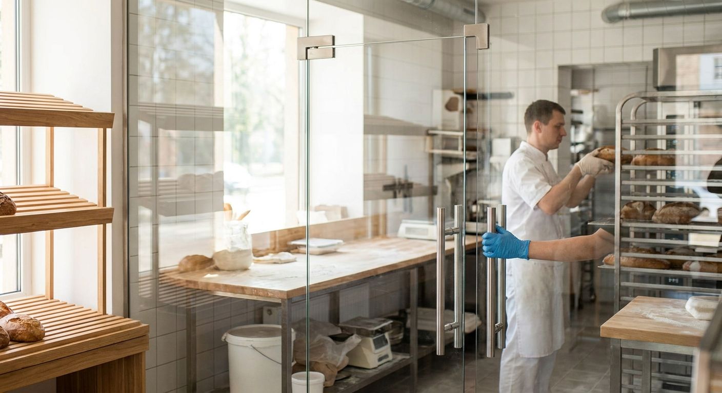 Glastür für Backstuben als Hygienelösung