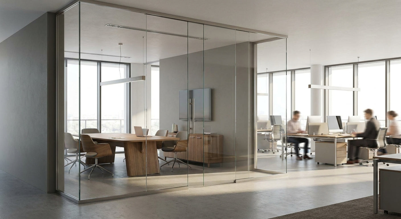 Glastür für Trennwände im Büro