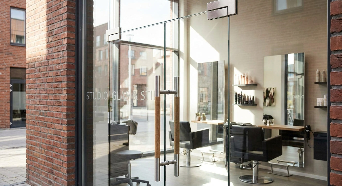 Glastür für Friseursalons und Kosmetikstudios