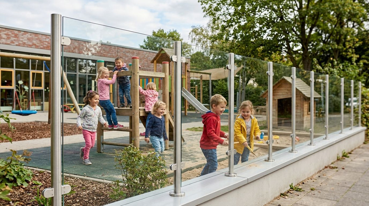 Glaszaun für Kindergärten als Spielplatzsicherung