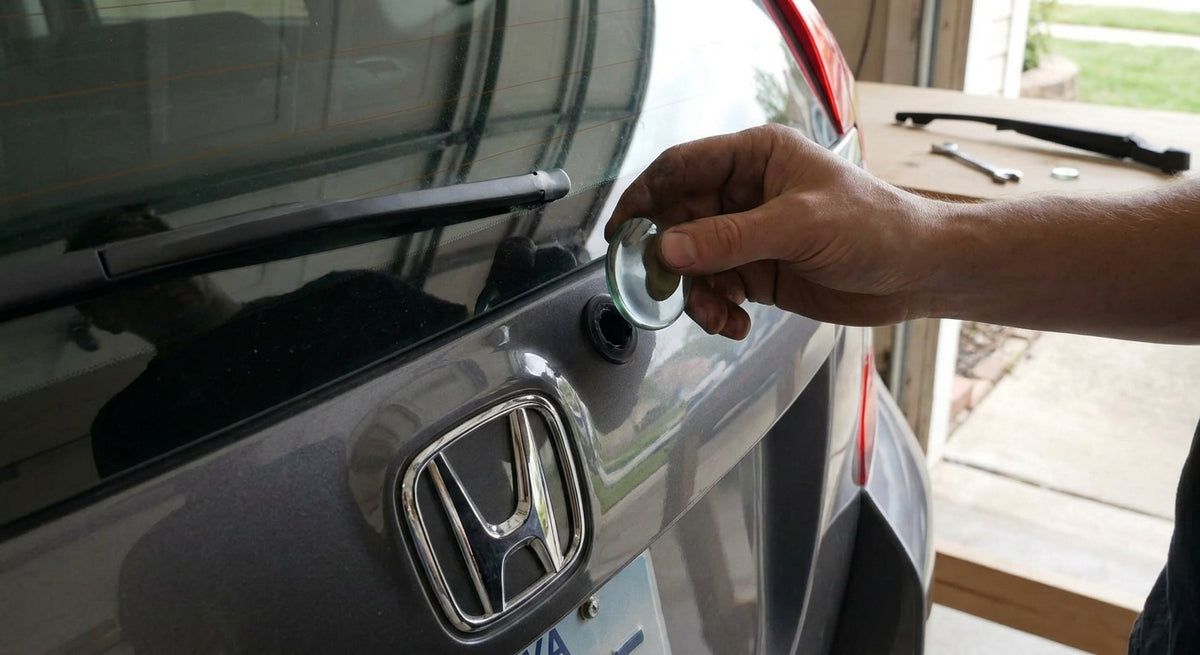 Heckwischer entfernen: Glasstopfen für Honda