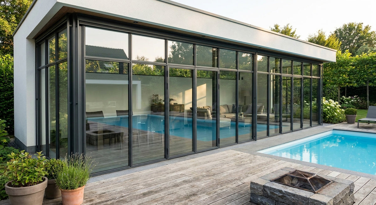 Glaswand für Poolhäuser nach Maß
