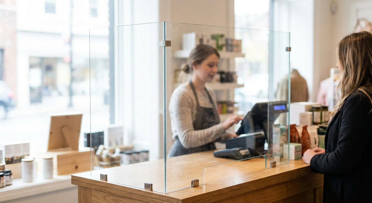 Glasscheibe für Kassentresen im Einzelhandel