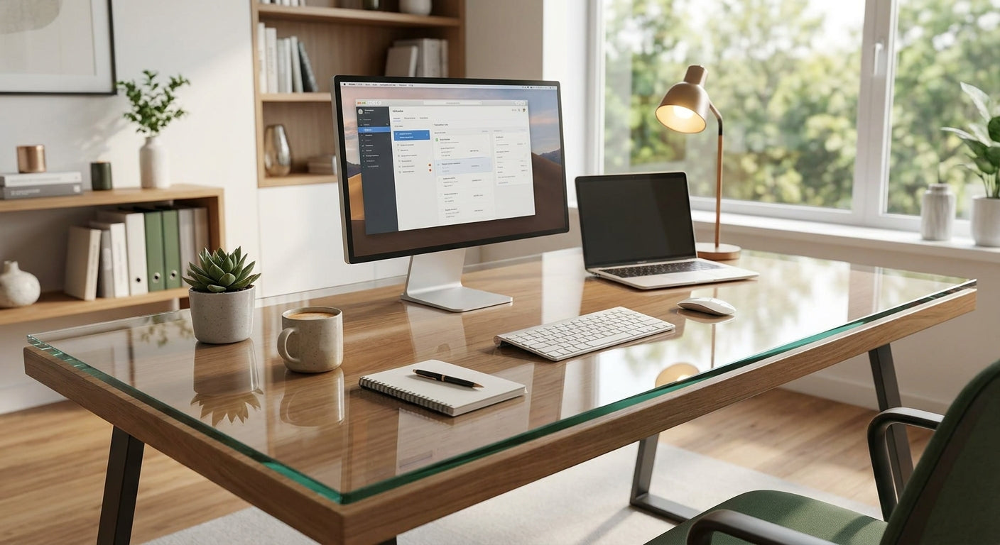 Glasplatte für Schreibtische im Homeoffice