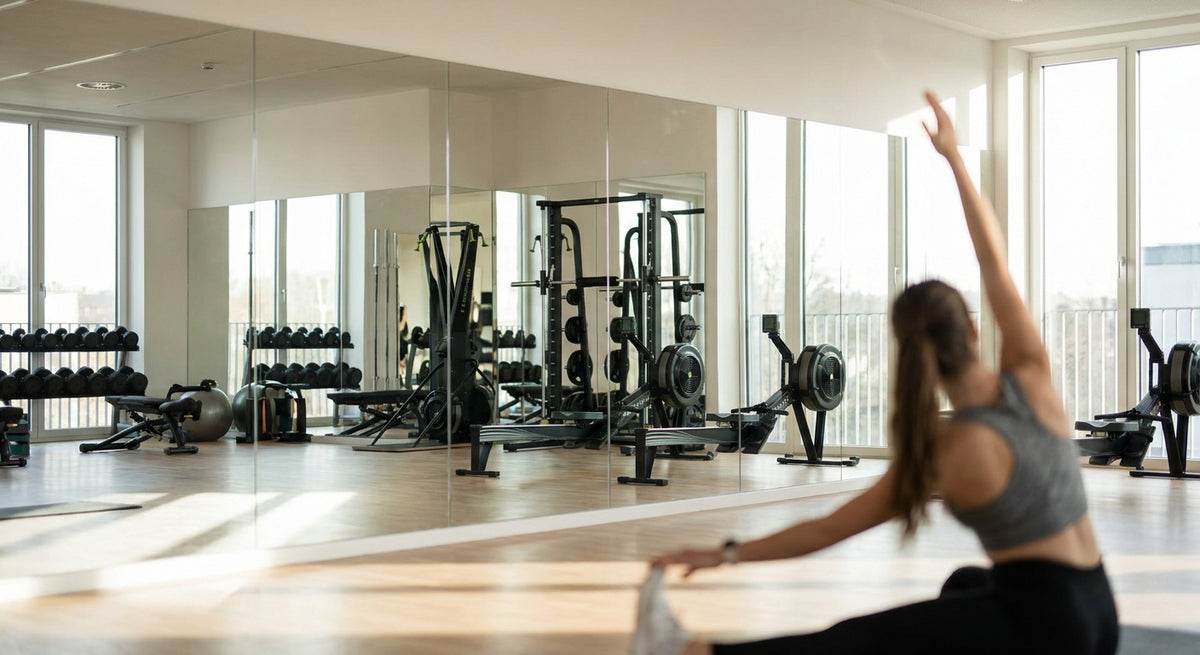 Spiegelwand aus Glas für Fitnessstudios
