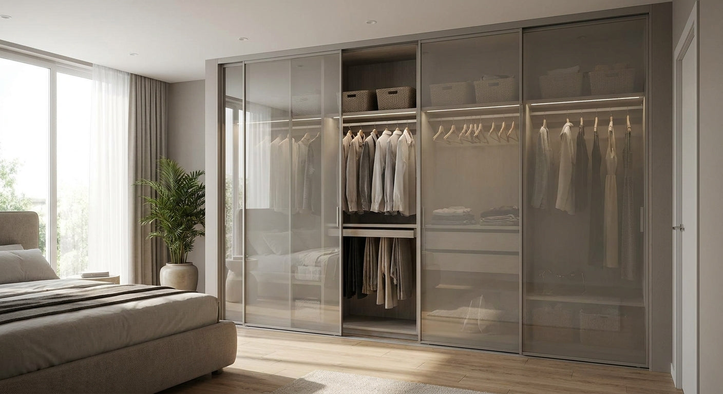 Glasschiebetür für den Kleiderschrank
