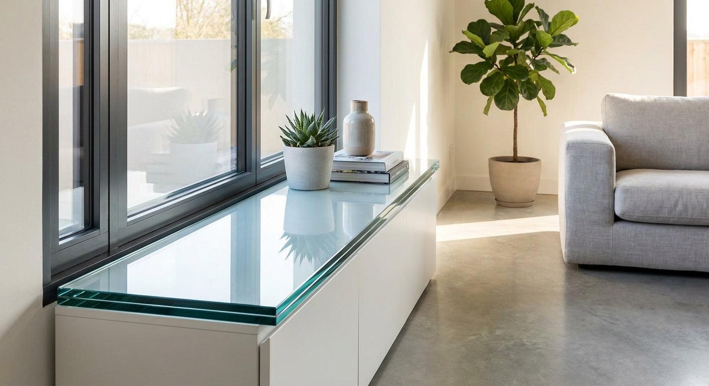Fensterbank aus Glas für moderne Wohnräume