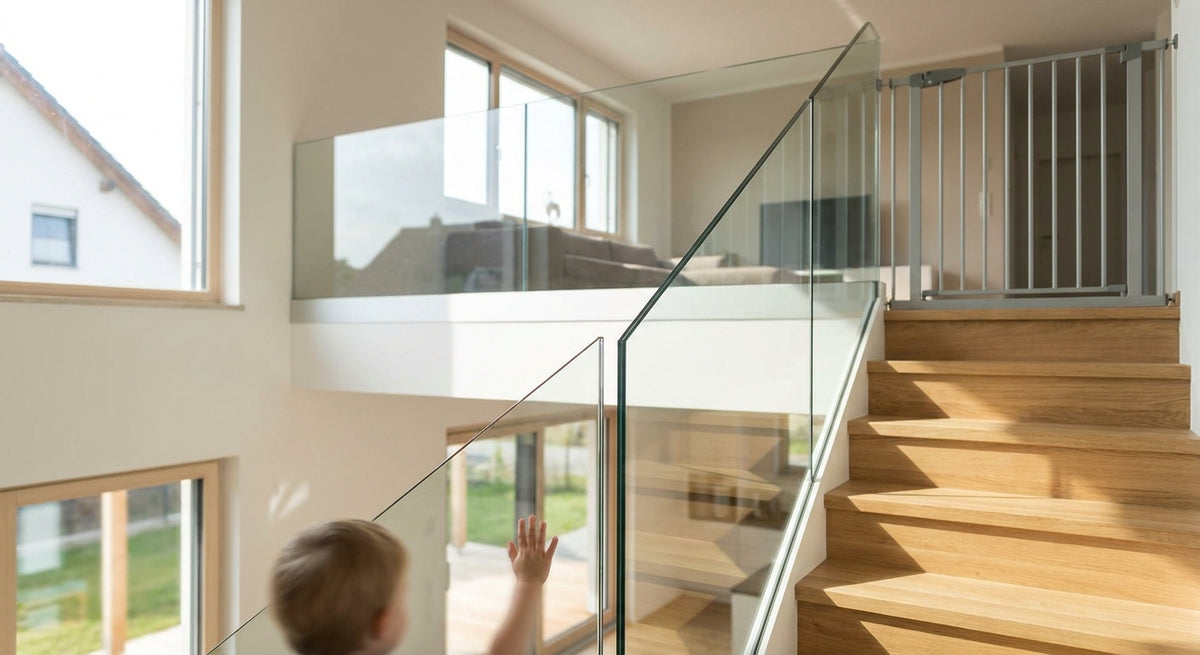 Glasgeländer für Neubauten mit Kindersicherung
