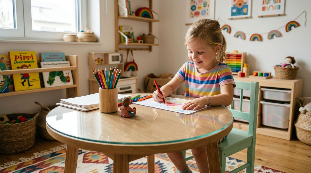 Glasplatte für Kindertische im Kinderzimmer