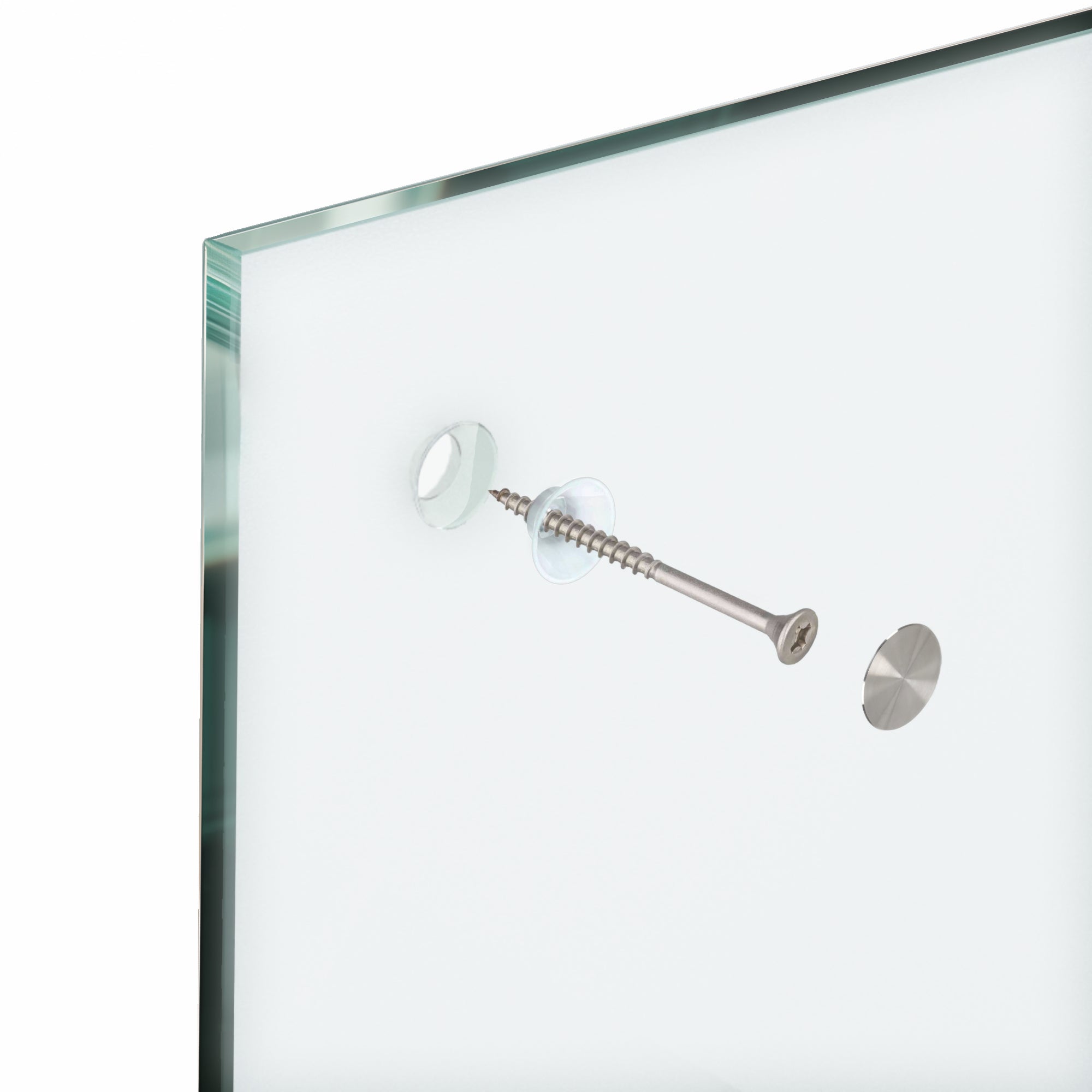 Edelstahl Befestigung Set Glas Küchenrückwand Fliesenspiegel Glasplatte 0-30mm