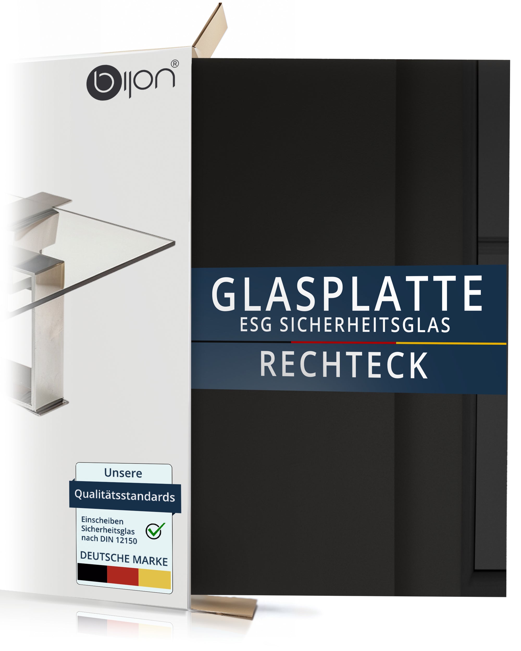 Glasplatte Tisch - Rechteck Schwarz