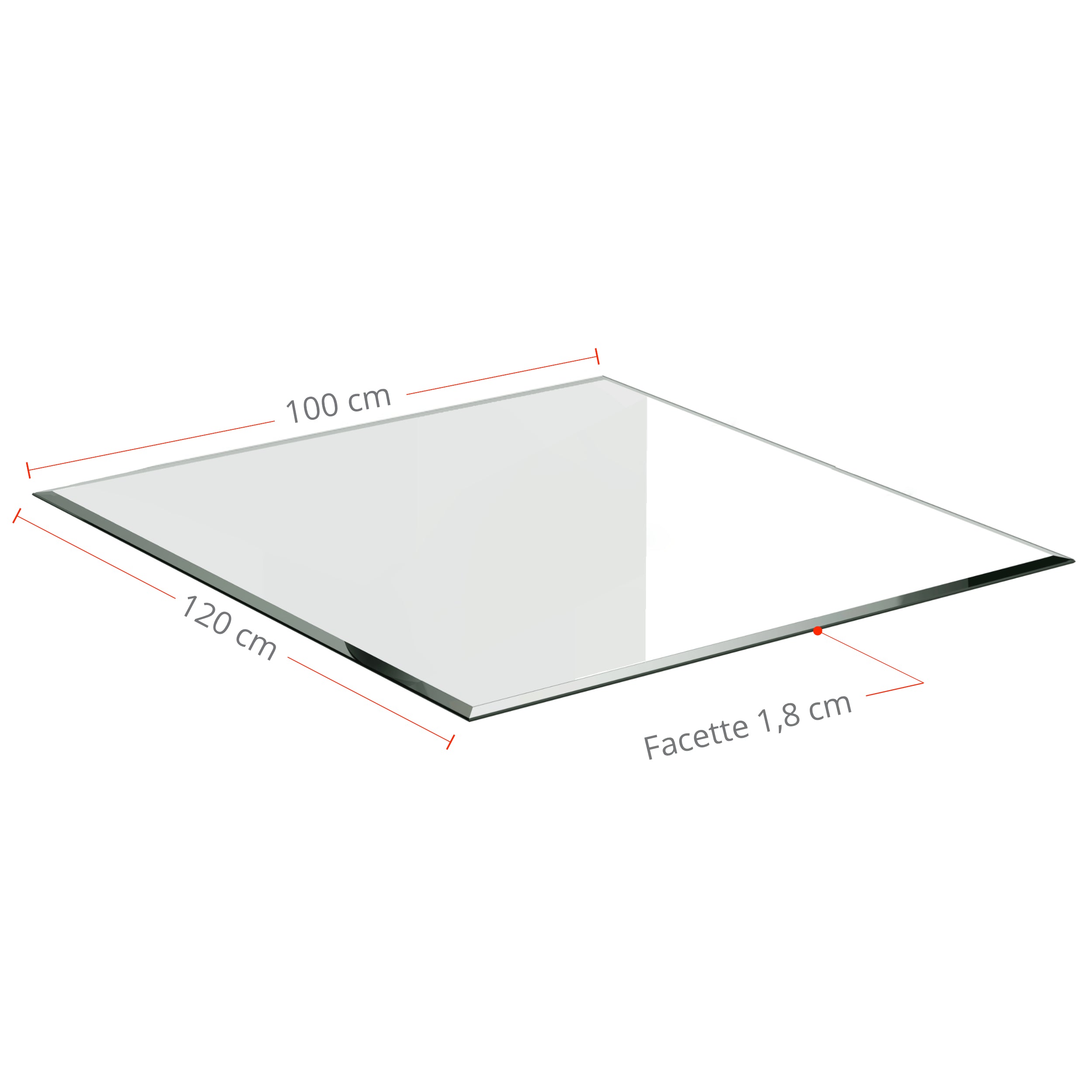 Glasbodenplatte für Kaminofen Rechteck 100x120 cm – Maßzeichnung