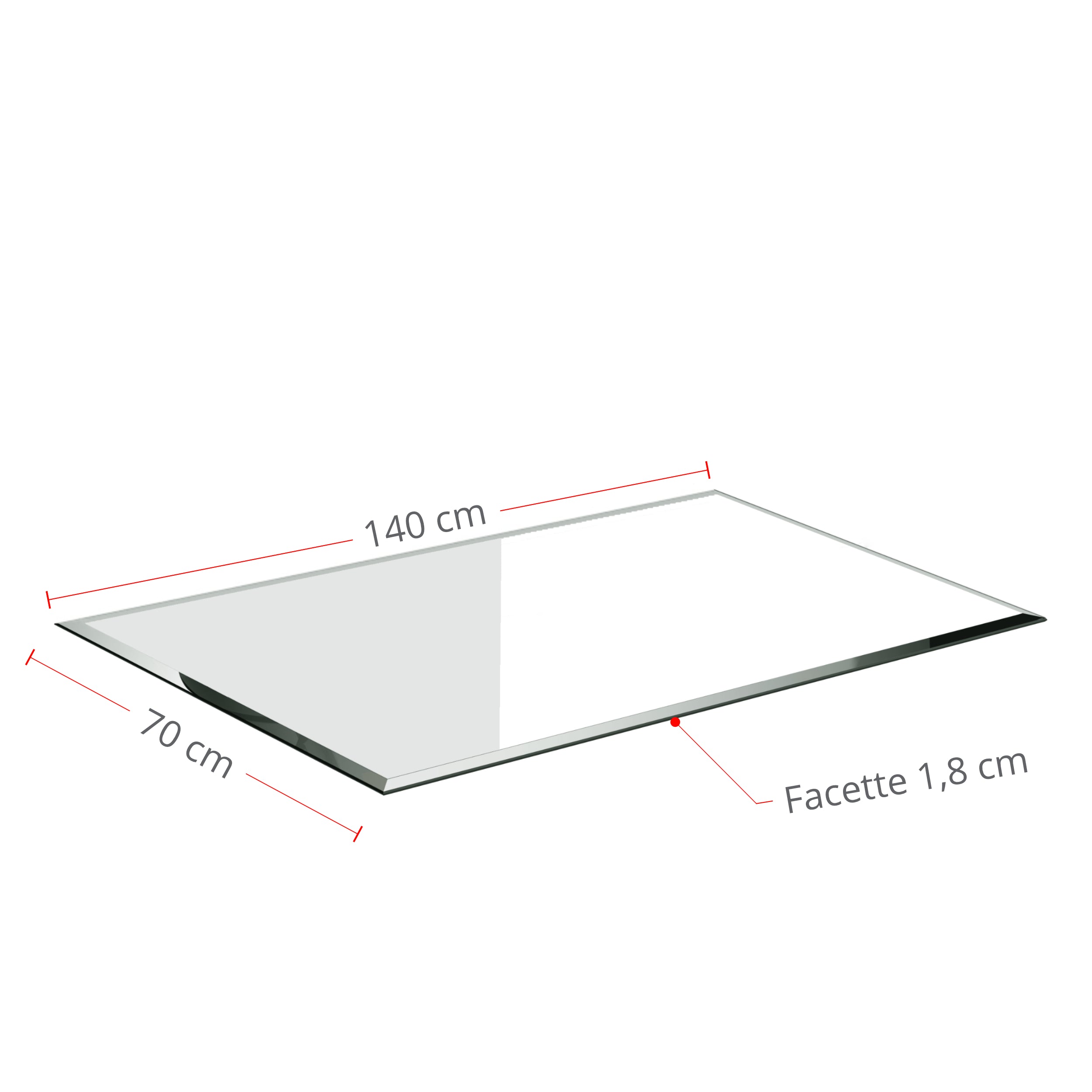Glasbodenplatte für Kaminofen Rechteck 140x70 cm – Maßzeichnung