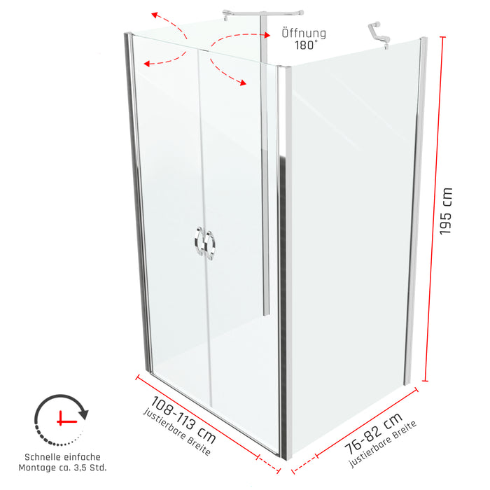 U-Dusche | Seitenwand 80 cm