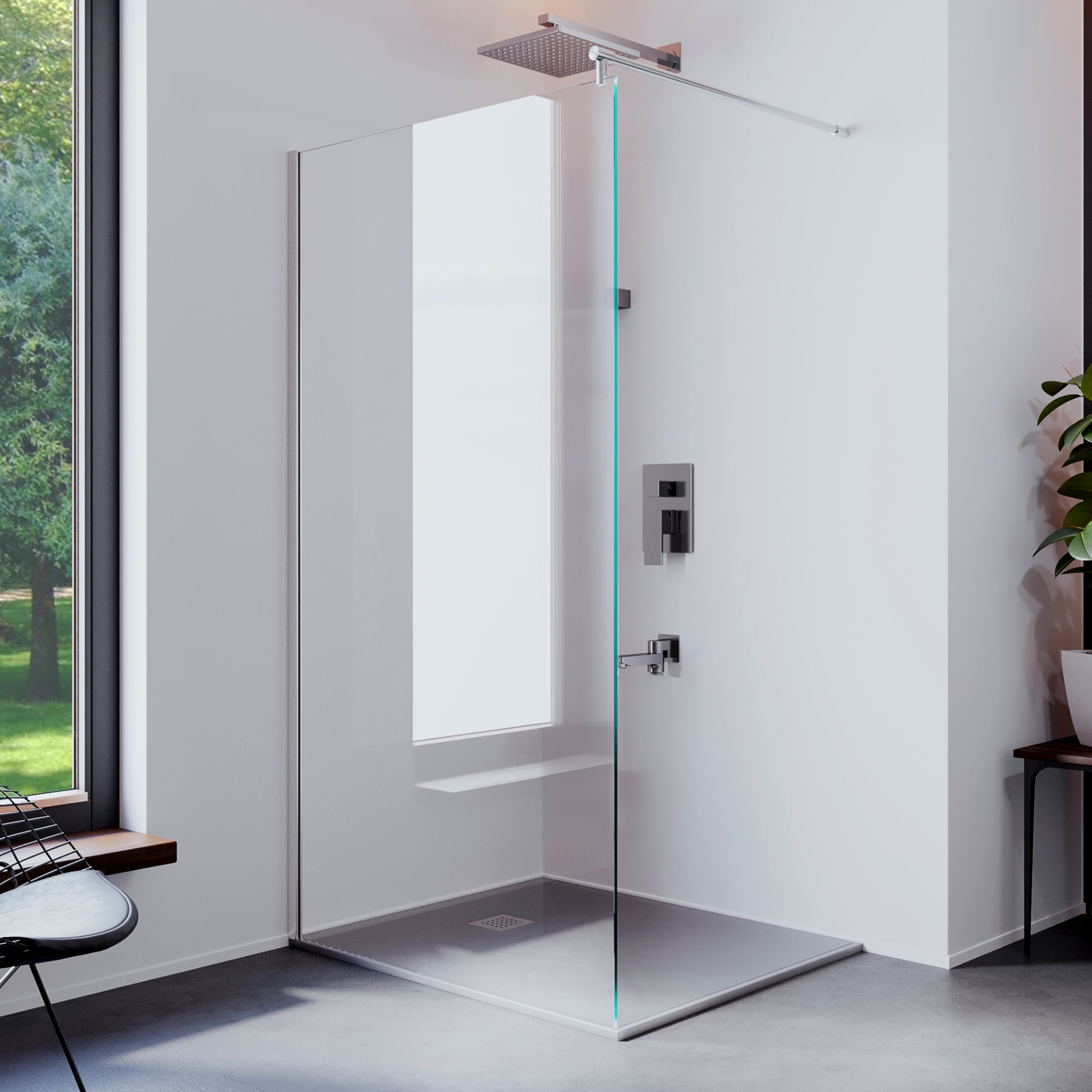 Duschwand Walk - In 8mm ESG, Klarglas - Duschwand