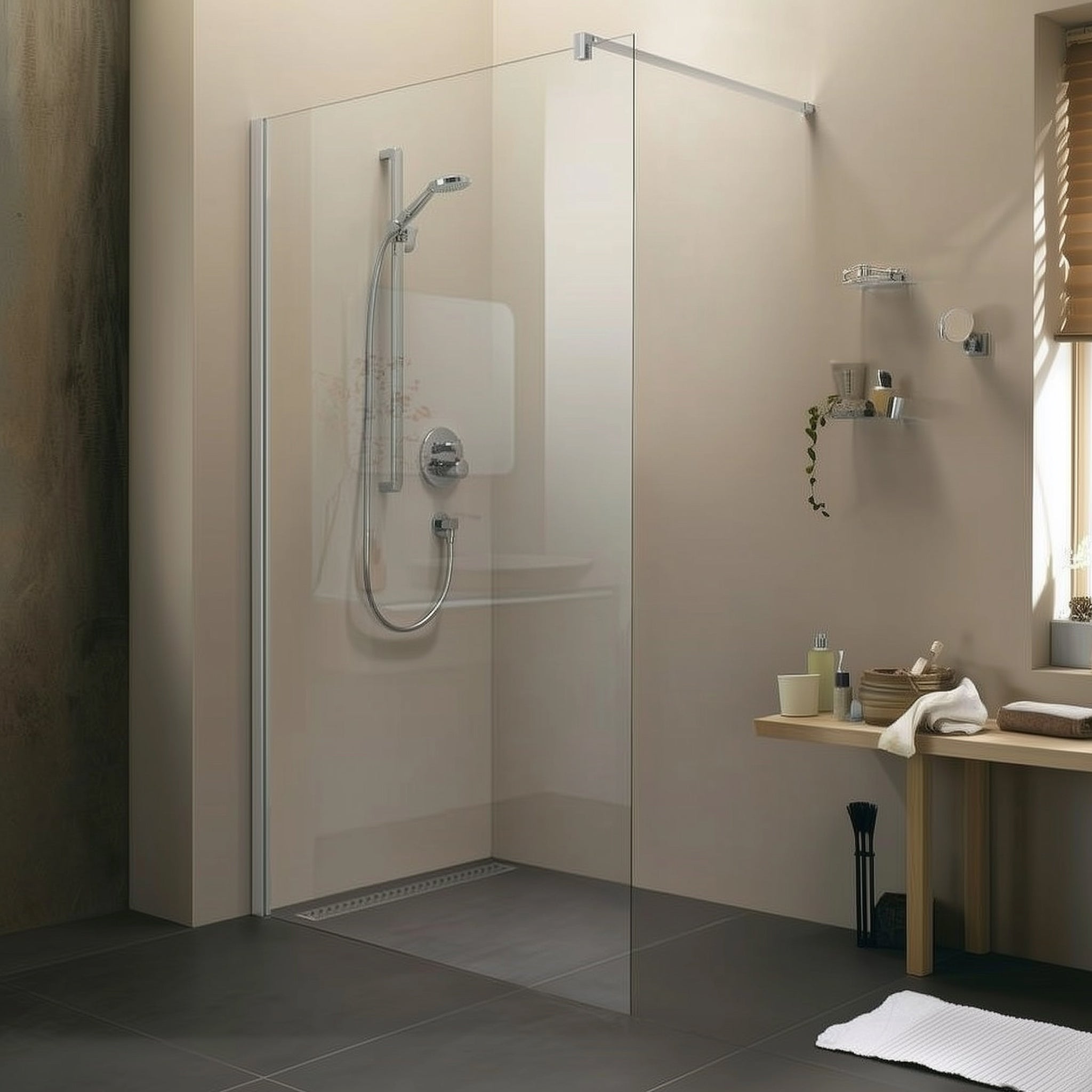 Duschwand Walk - In 8mm ESG, Klarglas - Duschwand
