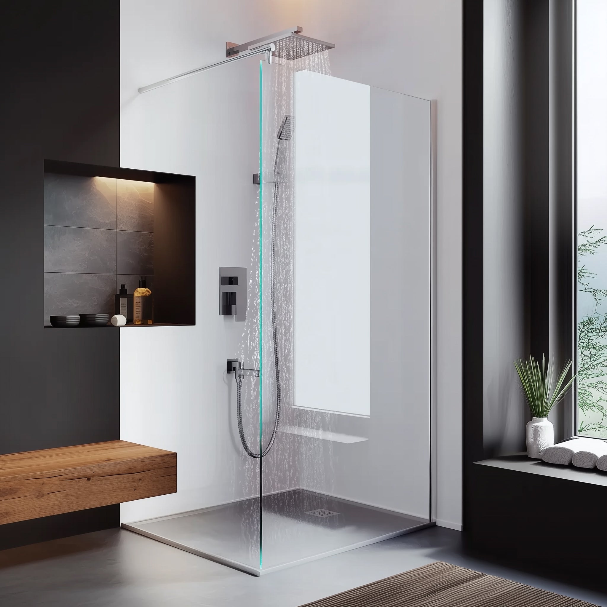 Duschwand Walk - In 8mm ESG, Klarglas - Duschwand