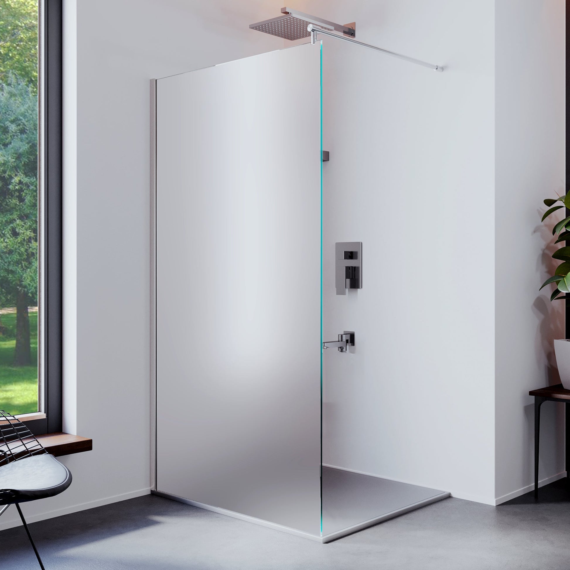 Duschwand Walk - In 8mm ESG, Satiniert - Duschwand