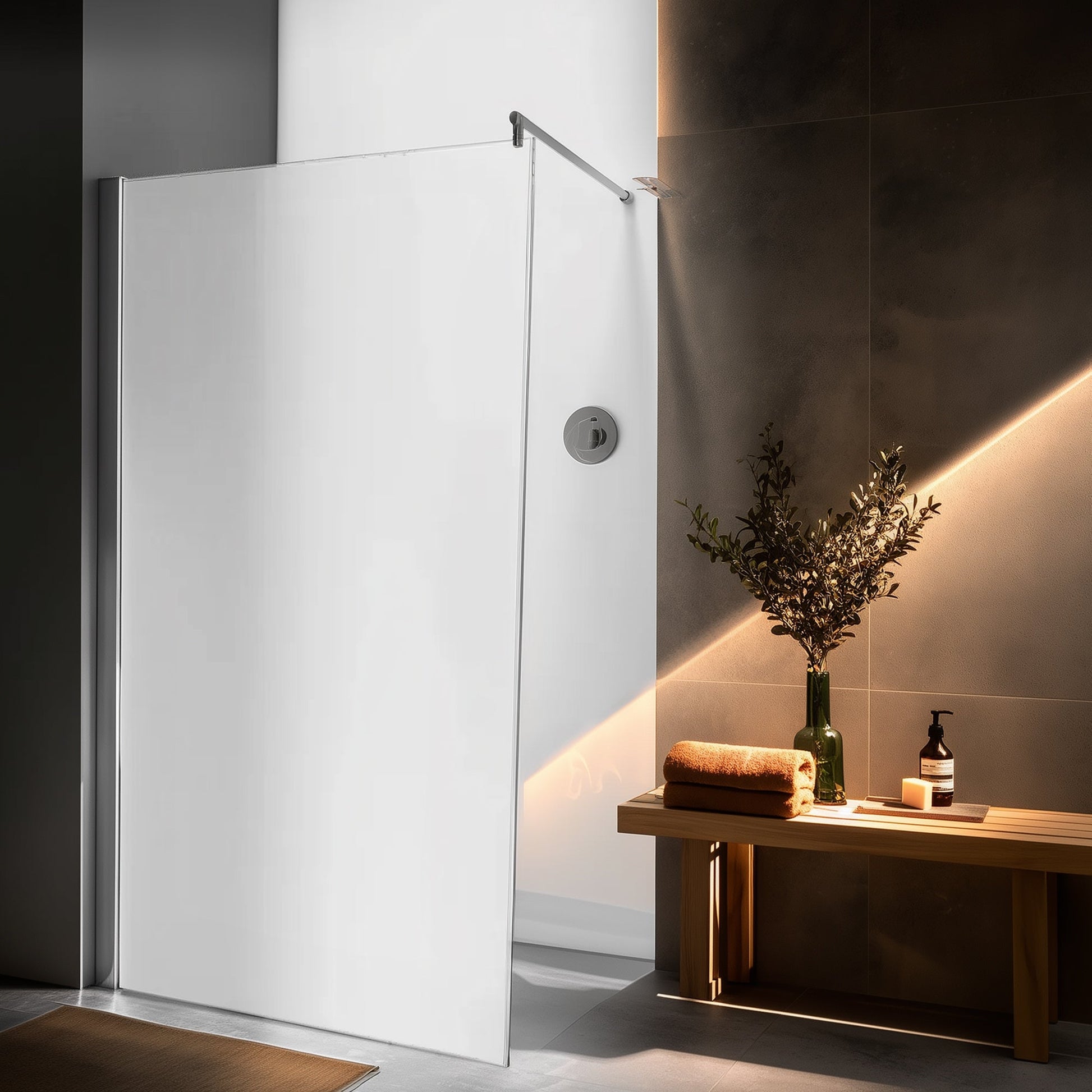 Duschwand Walk - In 8mm ESG, Satiniert - Duschwand