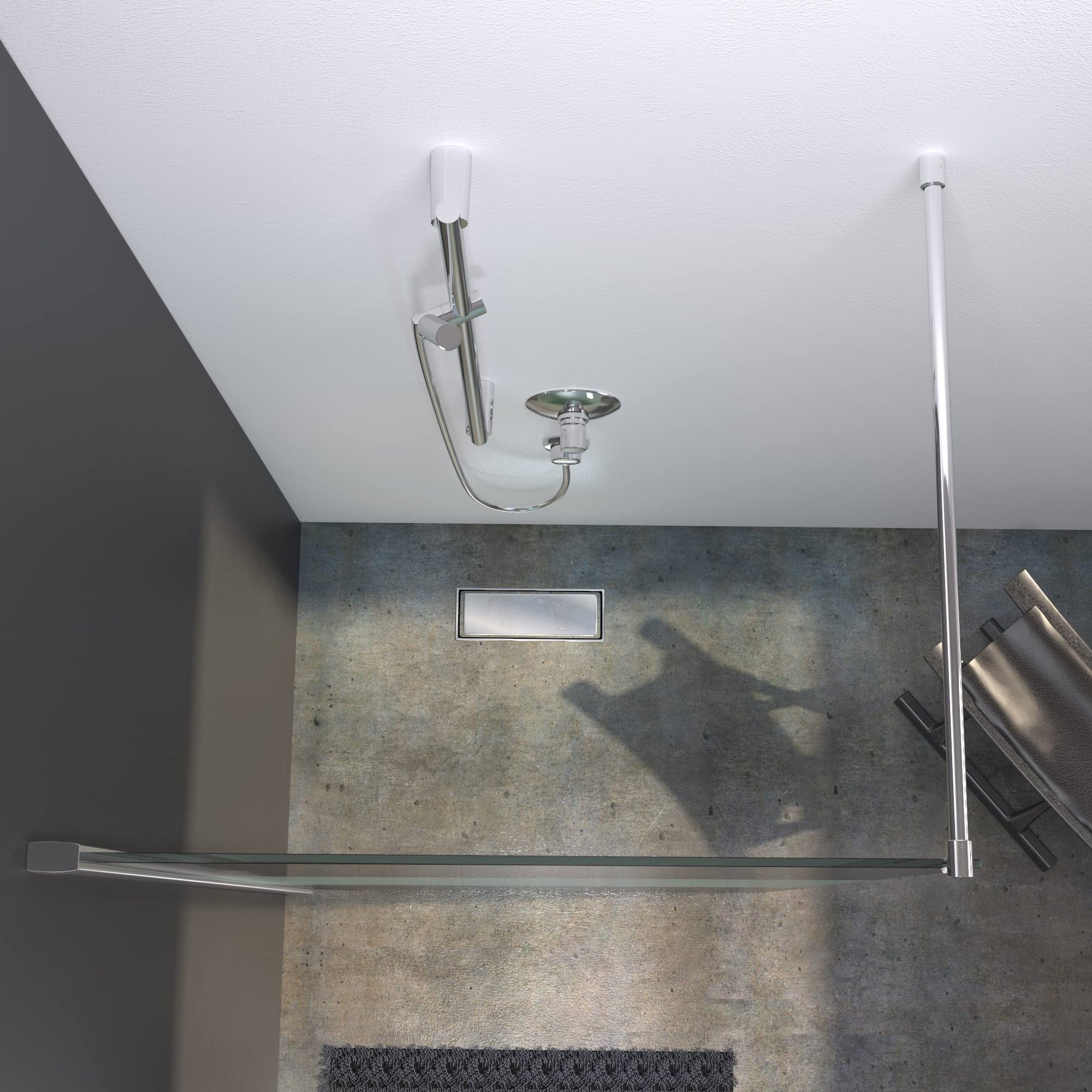 Duschwand Walk - In 8mm ESG, Teilsatiniert - Duschwand