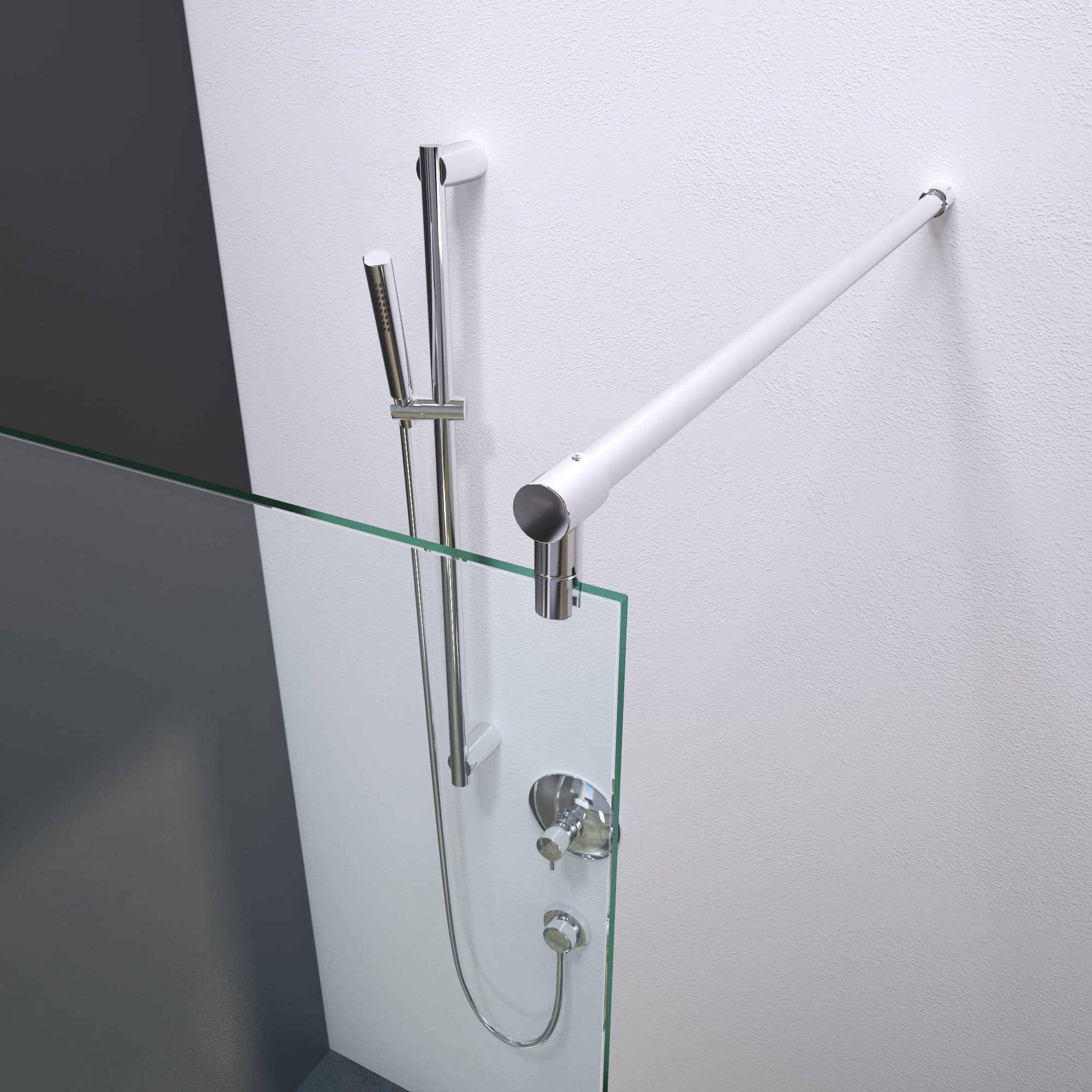 Duschwand Walk - In 8mm ESG, Teilsatiniert - Duschwand
