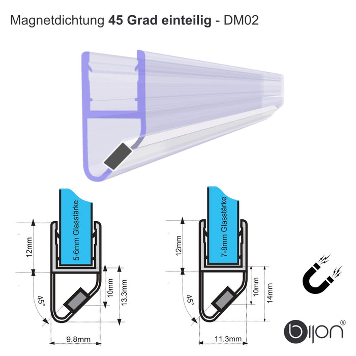 Duschdichtung Magnet - Typ (Model): 45 Grad Einteilig | Dm02Für 5 - 6mm Glasstärke135°