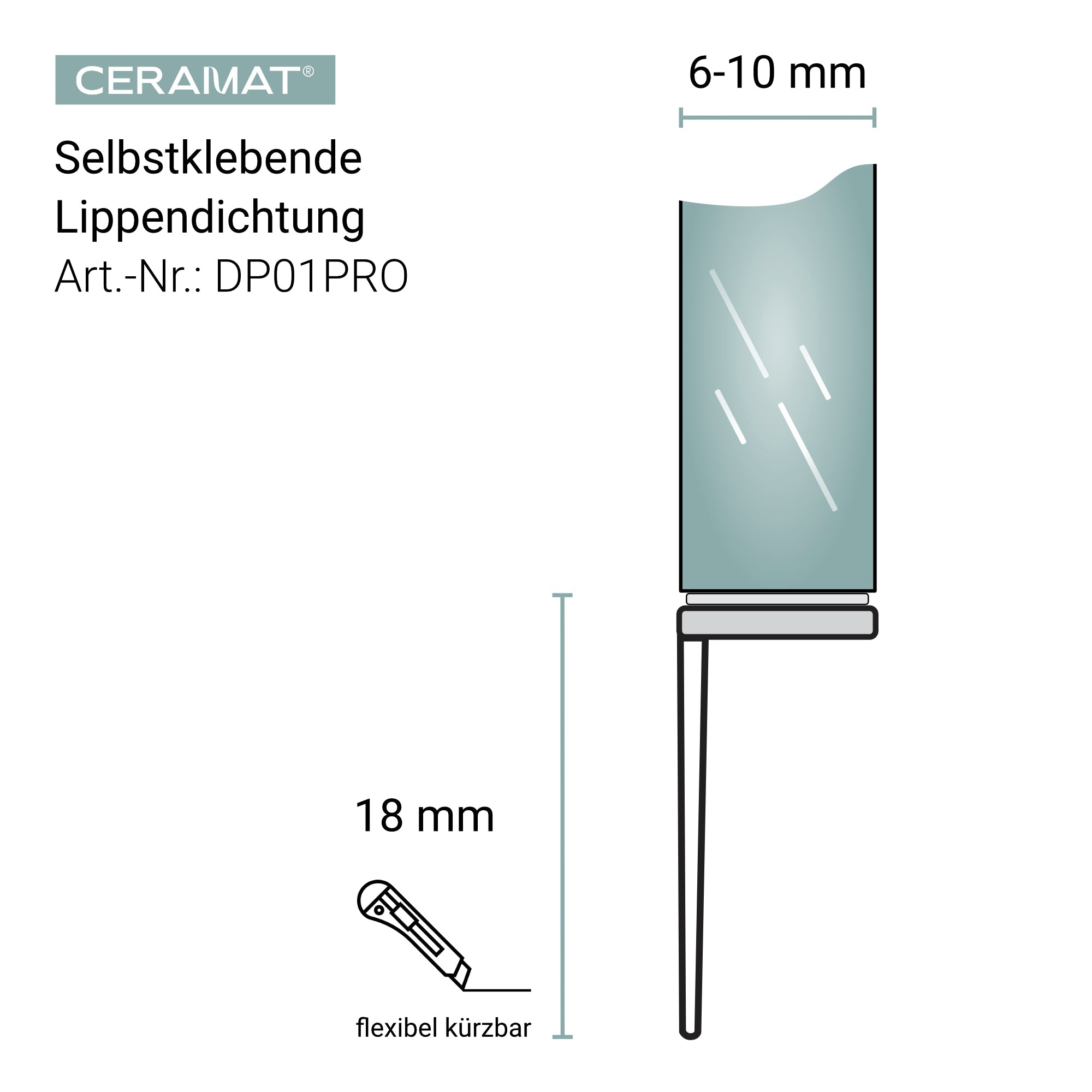 Duschdichtung Mehrzweck für Glas 6–10 mm – 2 m – DP01PRO - Duschdichtung