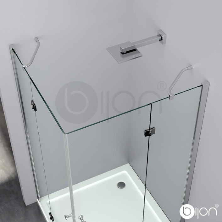 Eckdusche Eckeinstieg 8mm ESG, Duschkabine mit Drehtür, Klarglas - Eckdusche