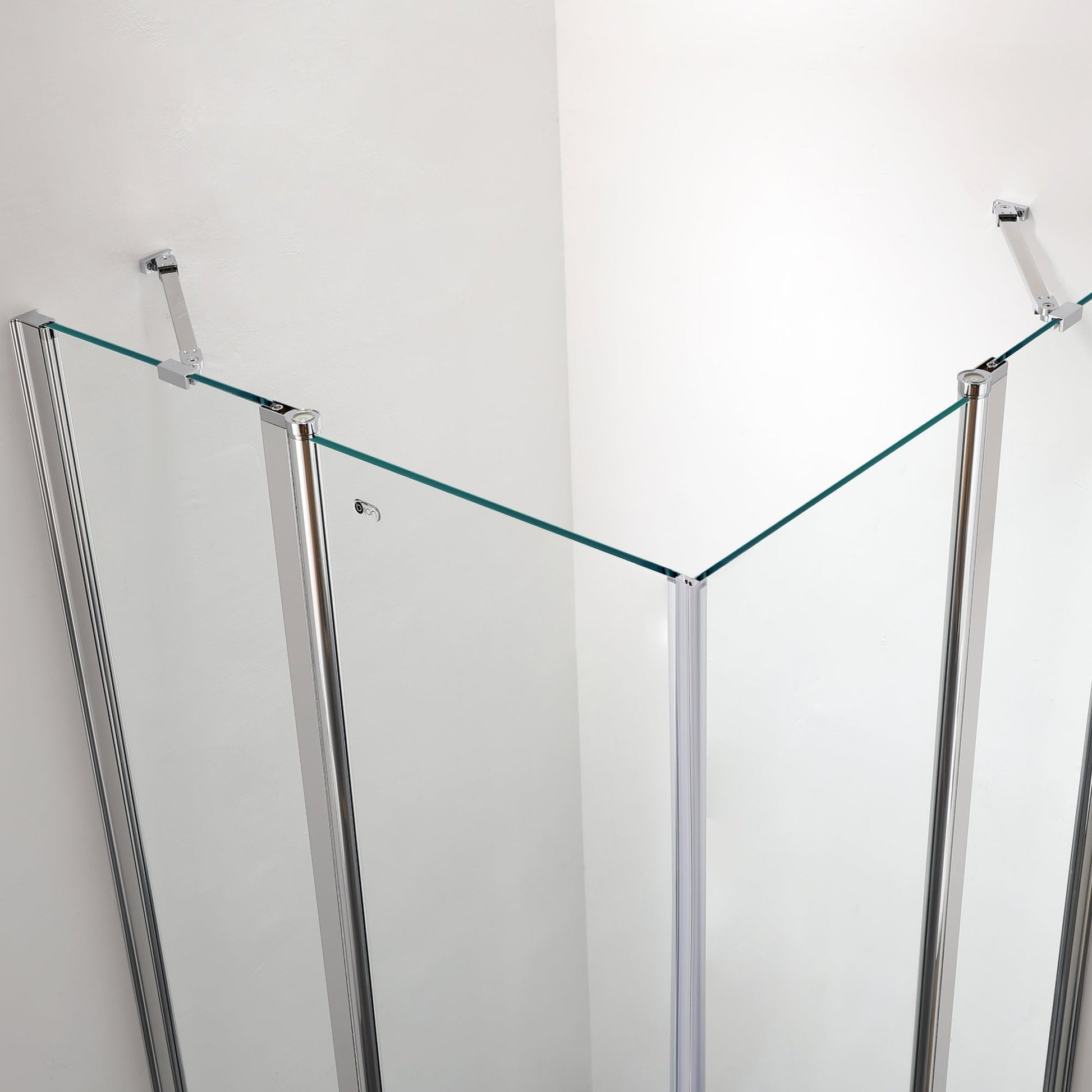 Eckdusche Eckeinstieg bodenebene Ausführung, Duschkabine mit Pendeltür, 6mm ESG, Klarglas - 