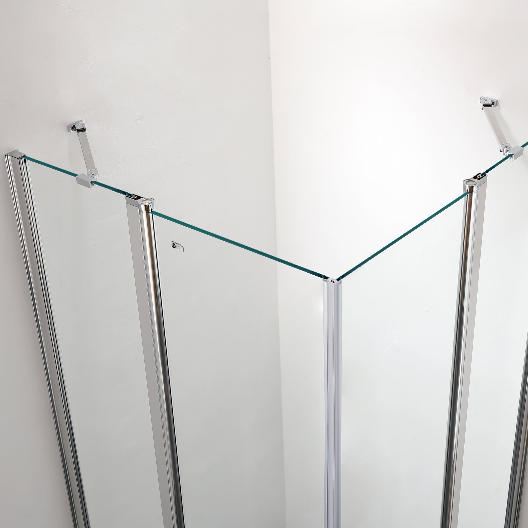 Eckdusche Eckeinstieg bodenebene Ausführung, Duschkabine mit Pendeltür, 6mm ESG, Klarglas - 