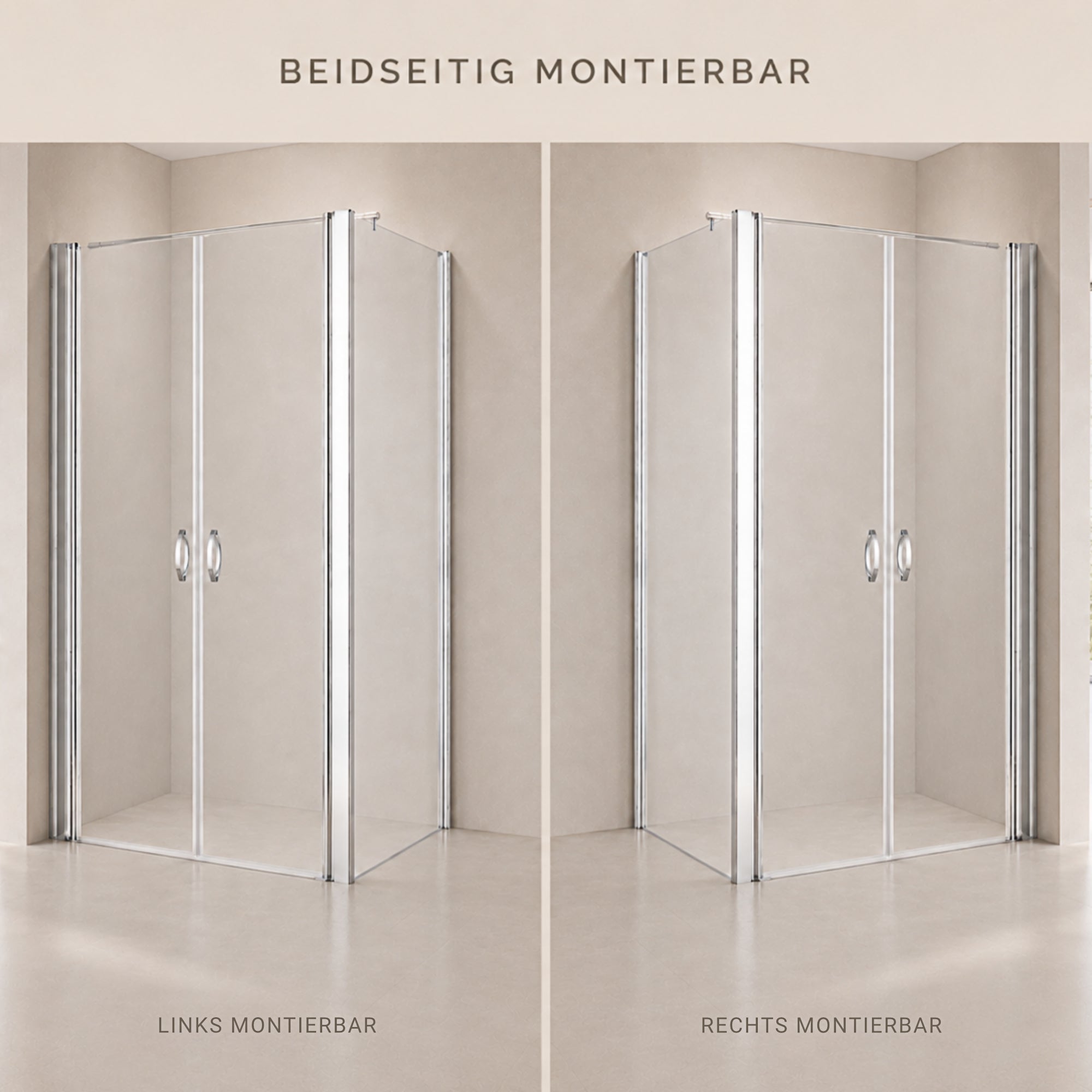 Eckdusche Duschkabine mit Pendeltür, 6mm ESG, Klarglas - Tür 100cm, Höhe: 180cm gekürzt - Eckdusche