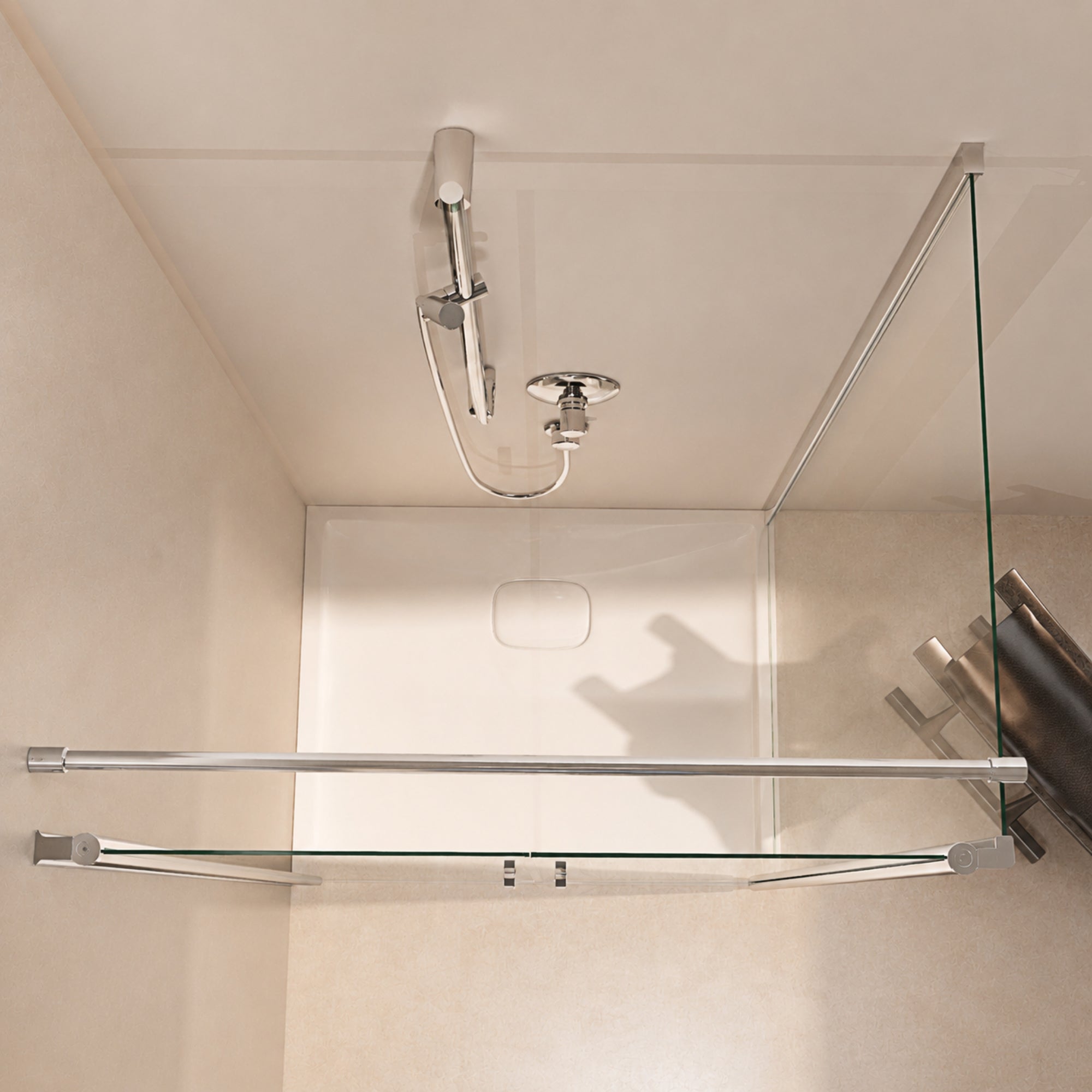 Eckdusche Duschkabine mit Pendeltür, 6mm ESG, Klarglas - Tür 100cm, Höhe: 180cm gekürzt - Eckdusche