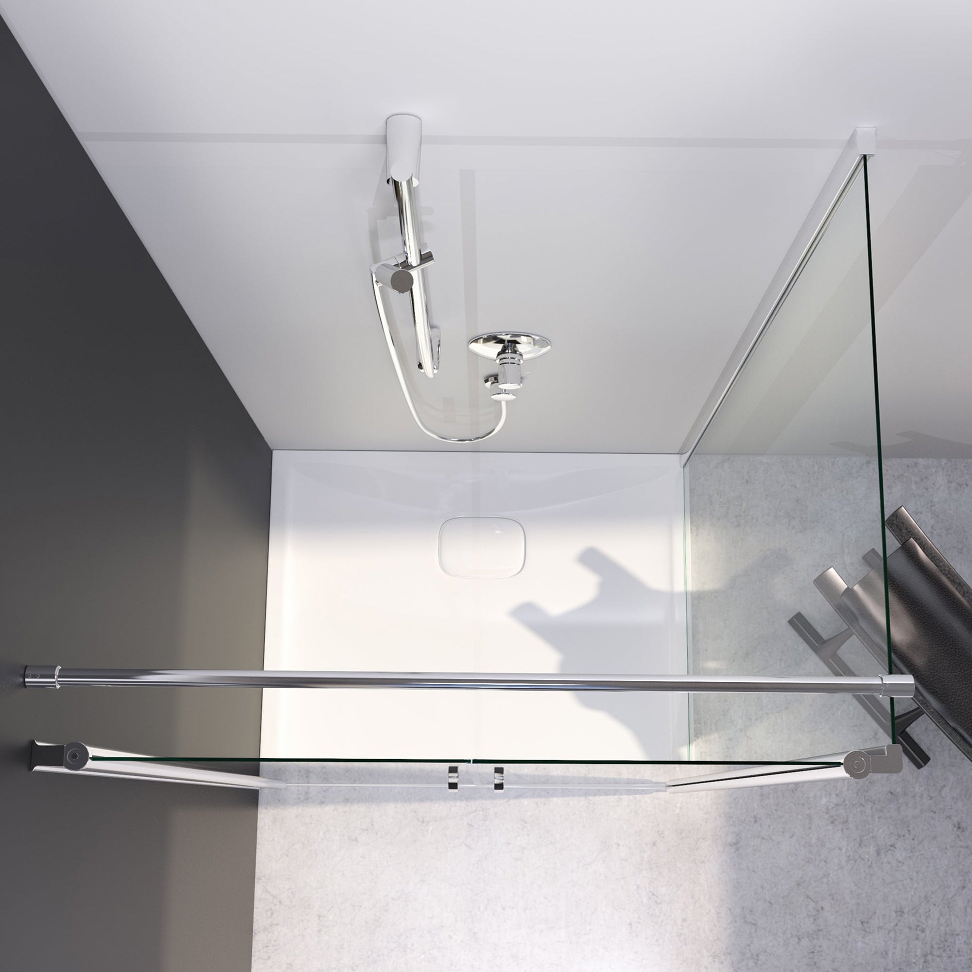 Eckdusche Duschkabine mit Pendeltür, 6mm ESG, Klarglas - Tür 100cm, Höhe: 180cm gekürzt - Eckdusche