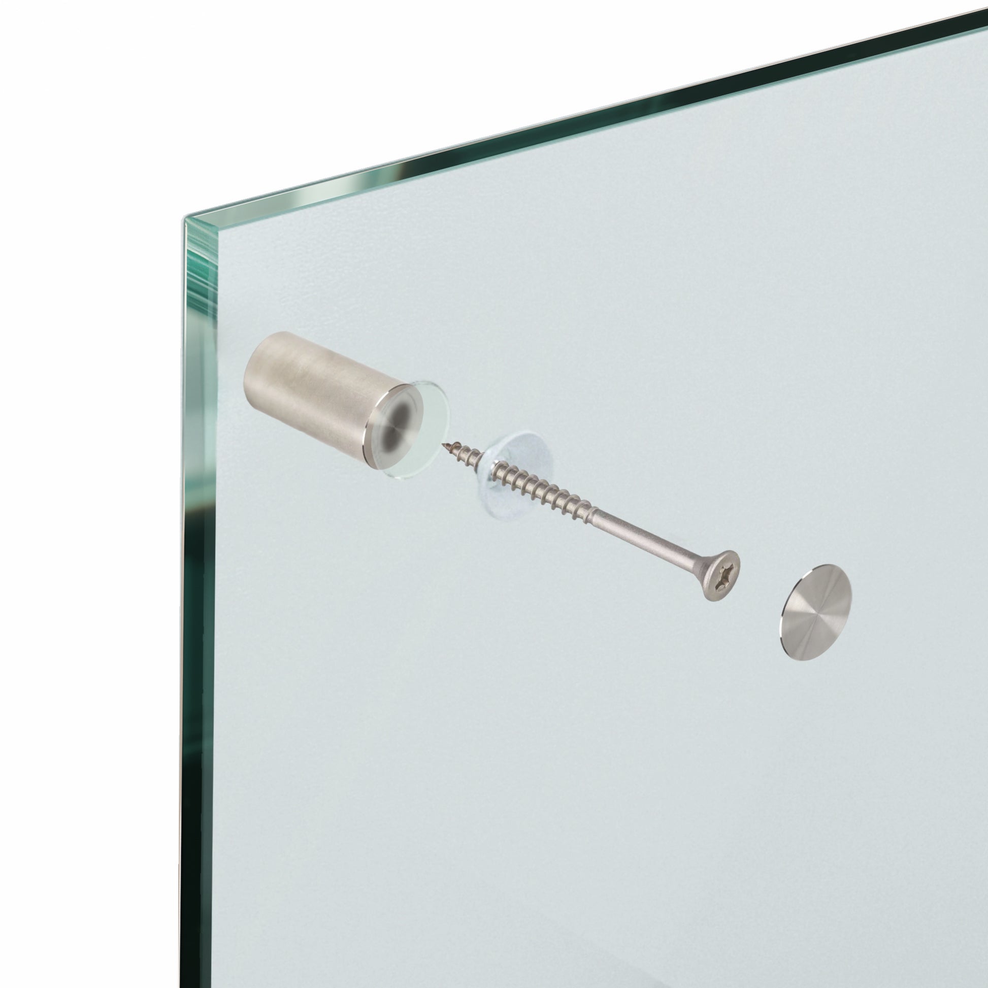 Edelstahl Befestigung Set Glas Küchenrückwand Fliesenspiegel Glasplatte 0 - 30mm - 