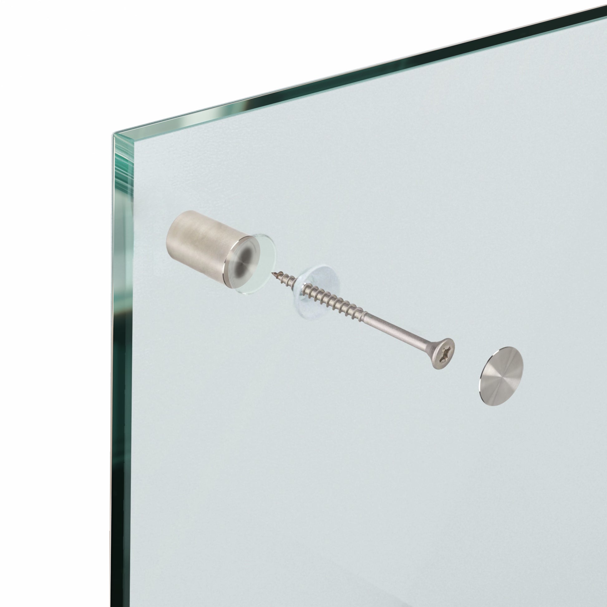 Edelstahl Befestigung Set Glas Küchenrückwand Fliesenspiegel Glasplatte 0 - 30mm - 